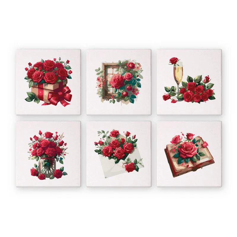 Malen nach Zahlen - 6 Mini- GemÀlde | Valentinstag-Set