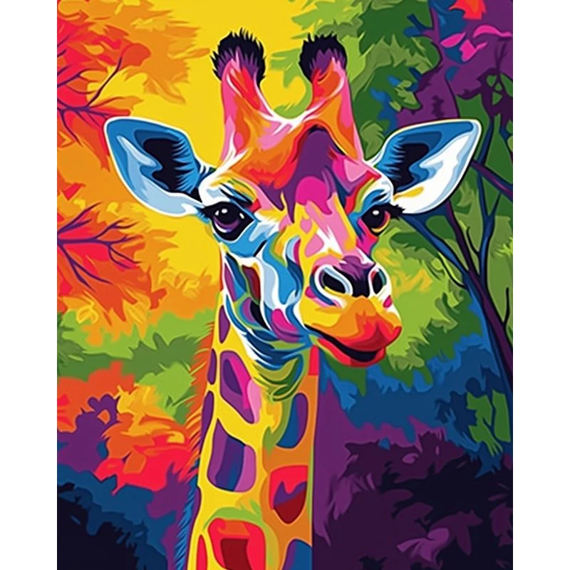 Malen nach Zahlen - Abstrakte bunte Giraffe