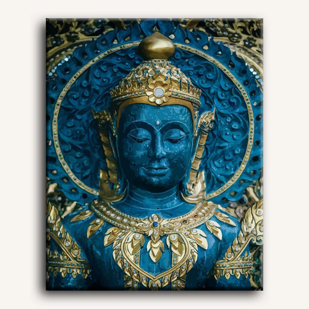 Malen nach Zahlen - Blaue und Goldene Buddha Statue - Image 2