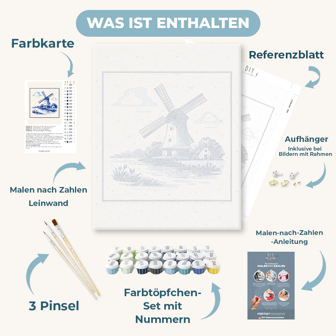 Malen nach Zahlen - Blaue Windmühle - Image 3