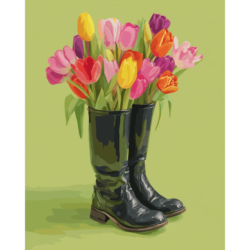 Malen nach Zahlen - Blumenschritte