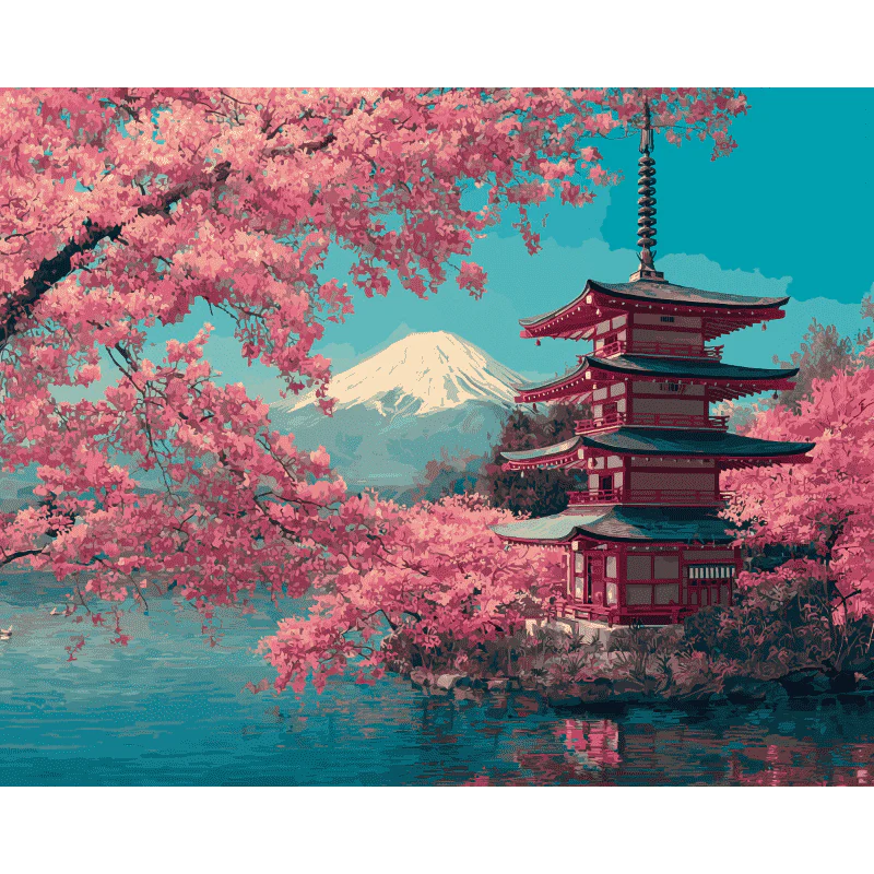Malen nach Zahlen - Blüten des Fuji