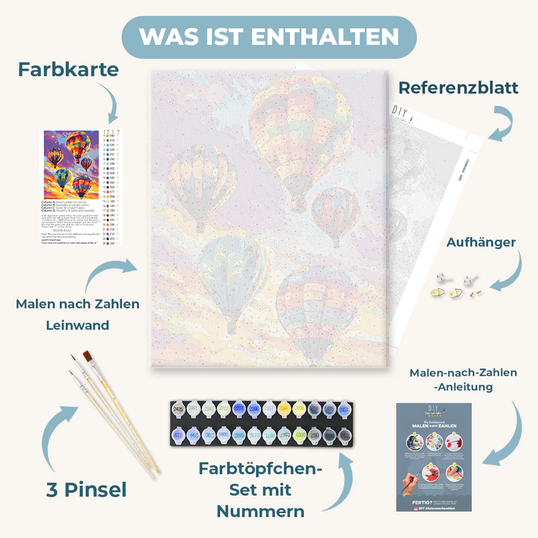 Malen nach Zahlen - Bunte Heißluftballons - Image 3