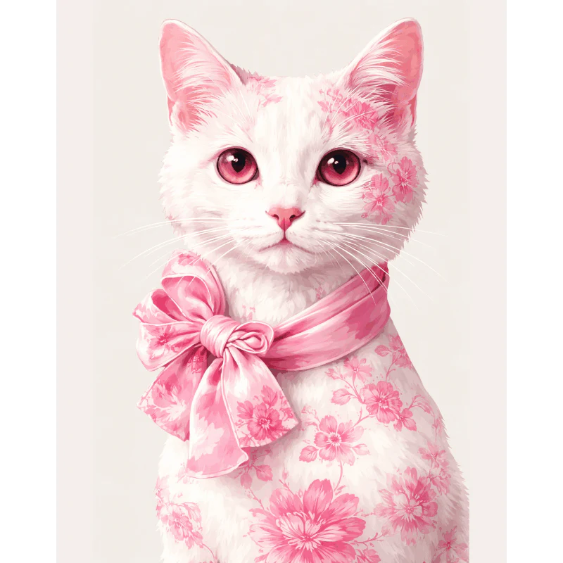 Malen nach Zahlen - Delfter Rosa Katze