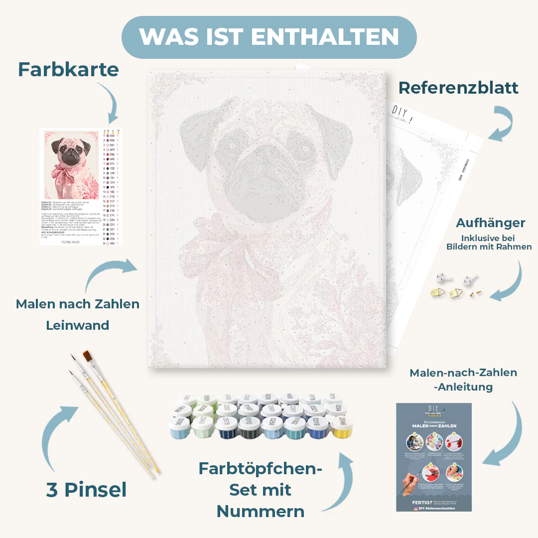 Malen nach Zahlen - Delfter Rosa Mops - Image 3