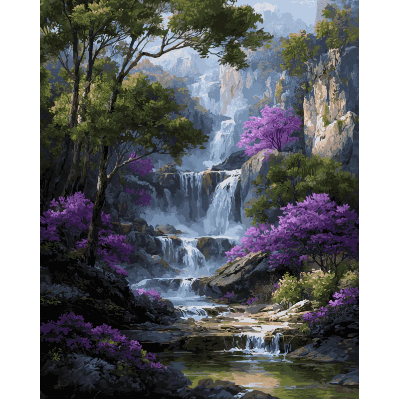 Malen nach Zahlen - Der violette Wasserfall