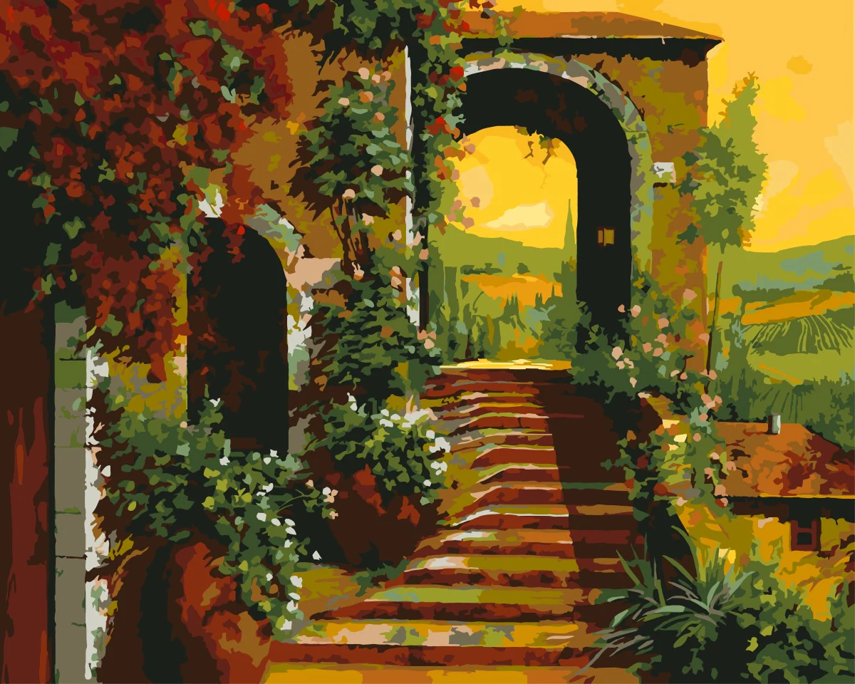 Malen nach Zahlen - Die Treppe und der gelbe Himmel - by Guido Borelli