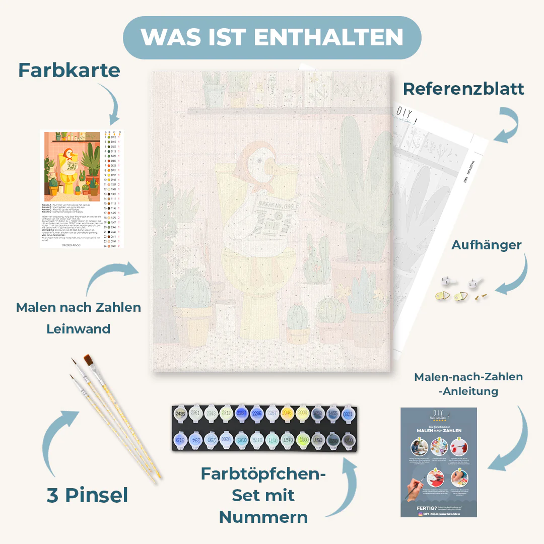 Malen nach Zahlen - Die weiße Gans auf der Toilette - Image 3