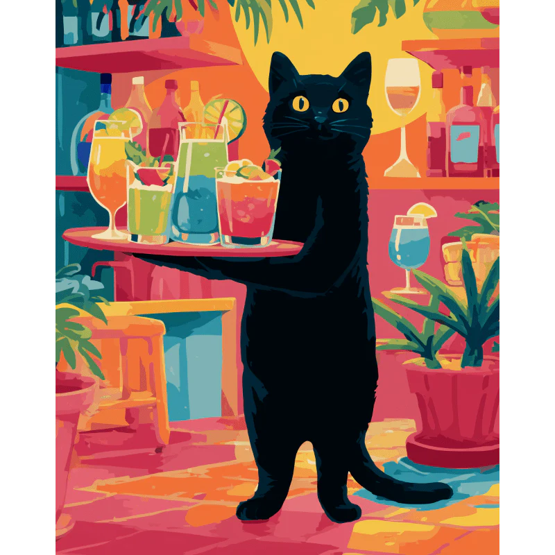 Malen nach Zahlen - Eine Barkeeper-Katze