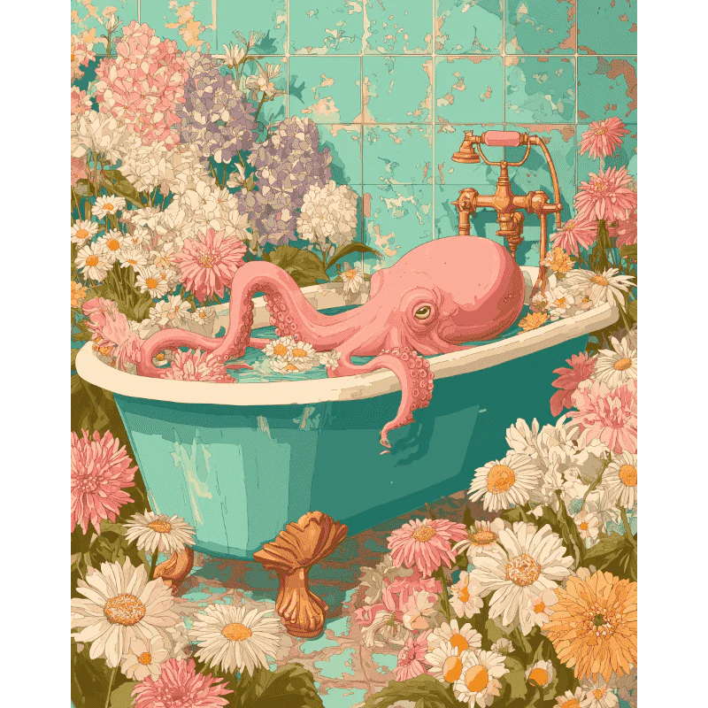 Malen nach Zahlen - Floraler Oktopus