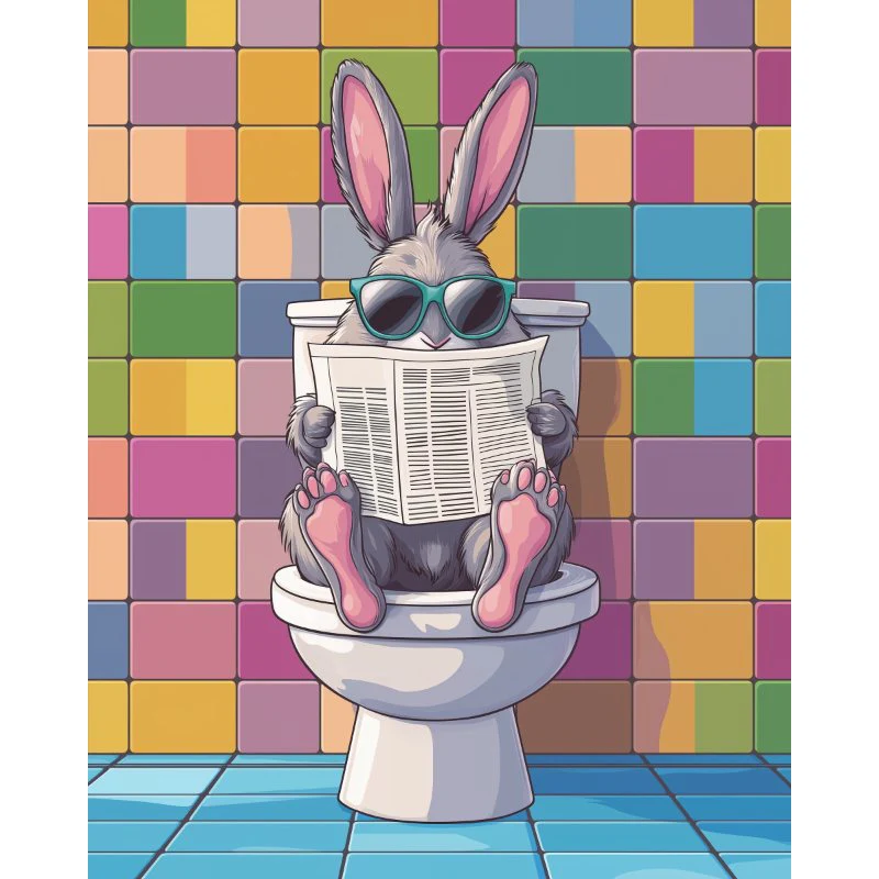 Malen nach Zahlen - Hase auf der Toilette