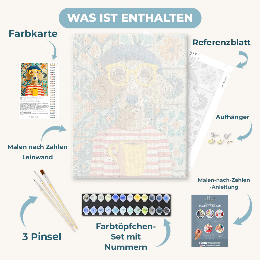 Malen nach Zahlen - Hund im französischen Stil - Image 3