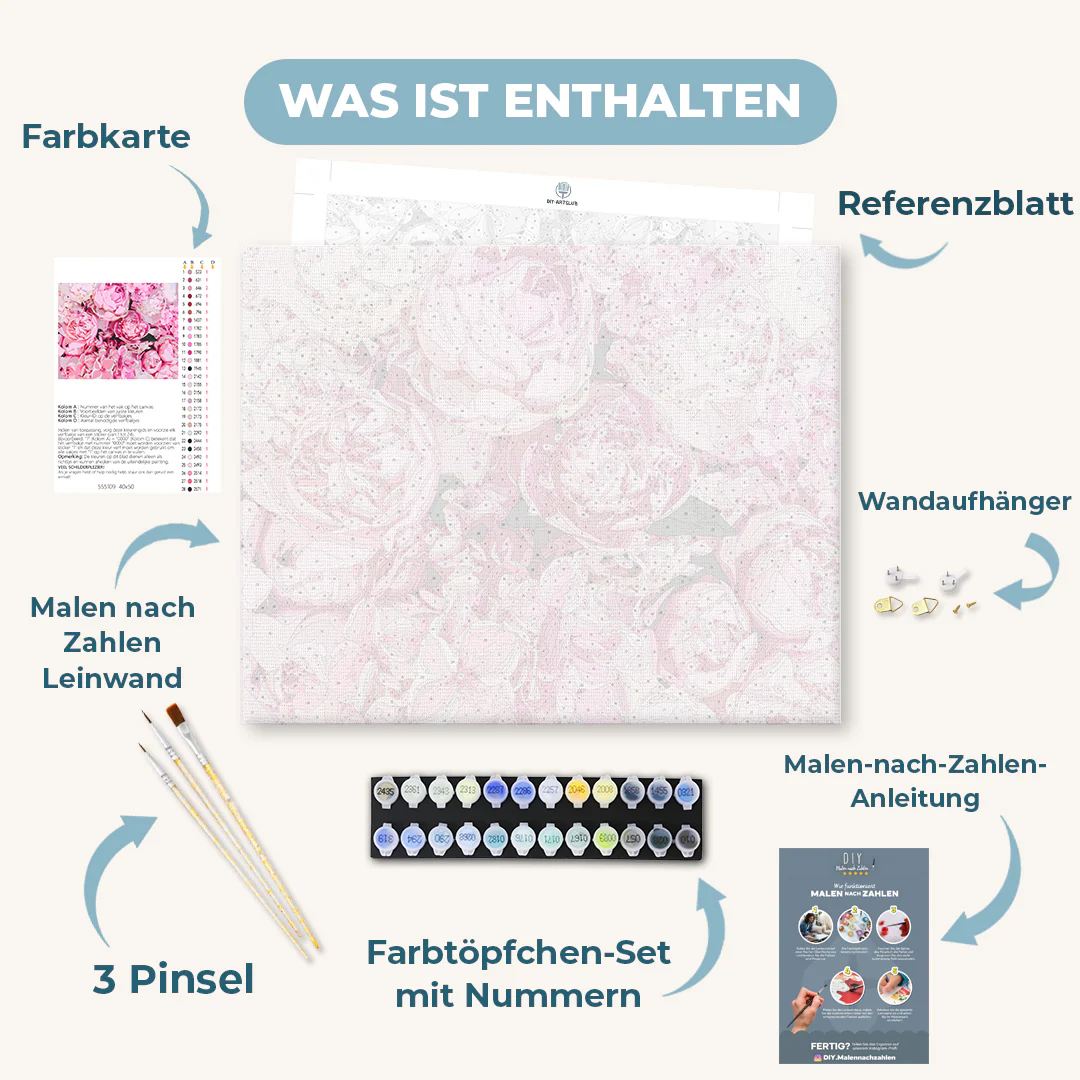 Malen nach Zahlen - Pinke Pfingstrosen Hintergrund - Image 3