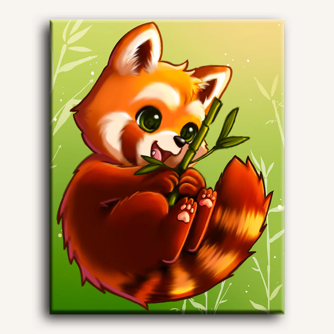 Malen nach Zahlen - Roter Panda mit Bambus - by Vink - Image 2
