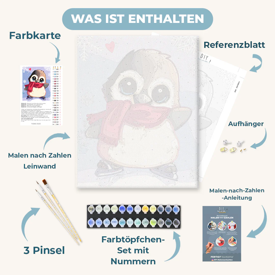 Malen nach Zahlen - Schlittschuhlaufender Pinguin - by Vink - Image 3