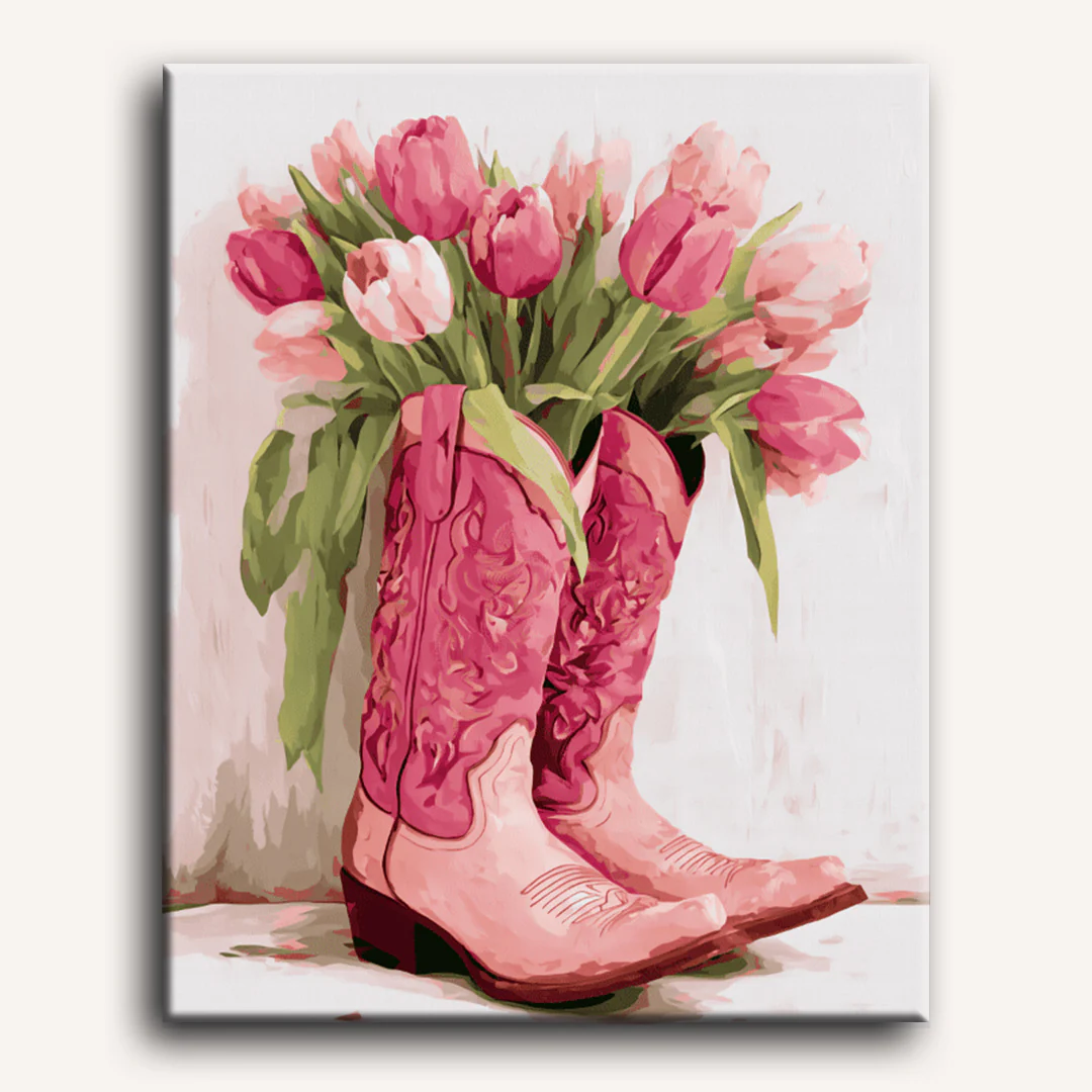 Malen nach Zahlen - Tulpen-Cowgirl-Stiefel - Image 2