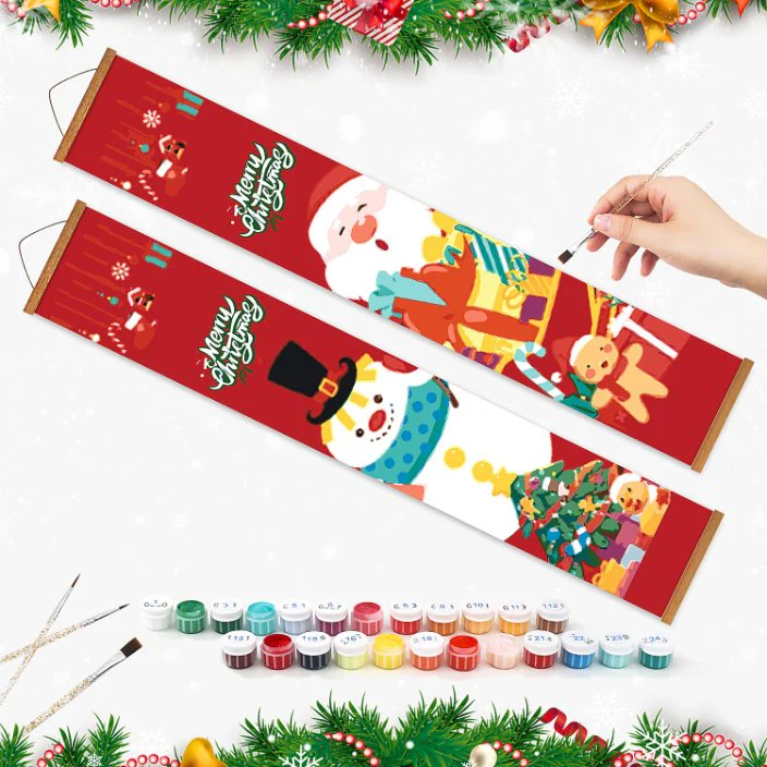 Malen-nach-Zahlen Türpaneele – Weihnachtsmann & Schneemann Set - Image 2