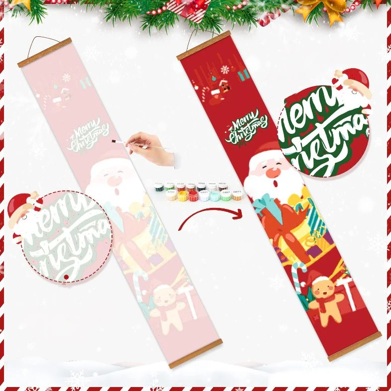 Malen-nach-Zahlen Türpaneele – Weihnachtsmann & Schneemann Set - Image 4