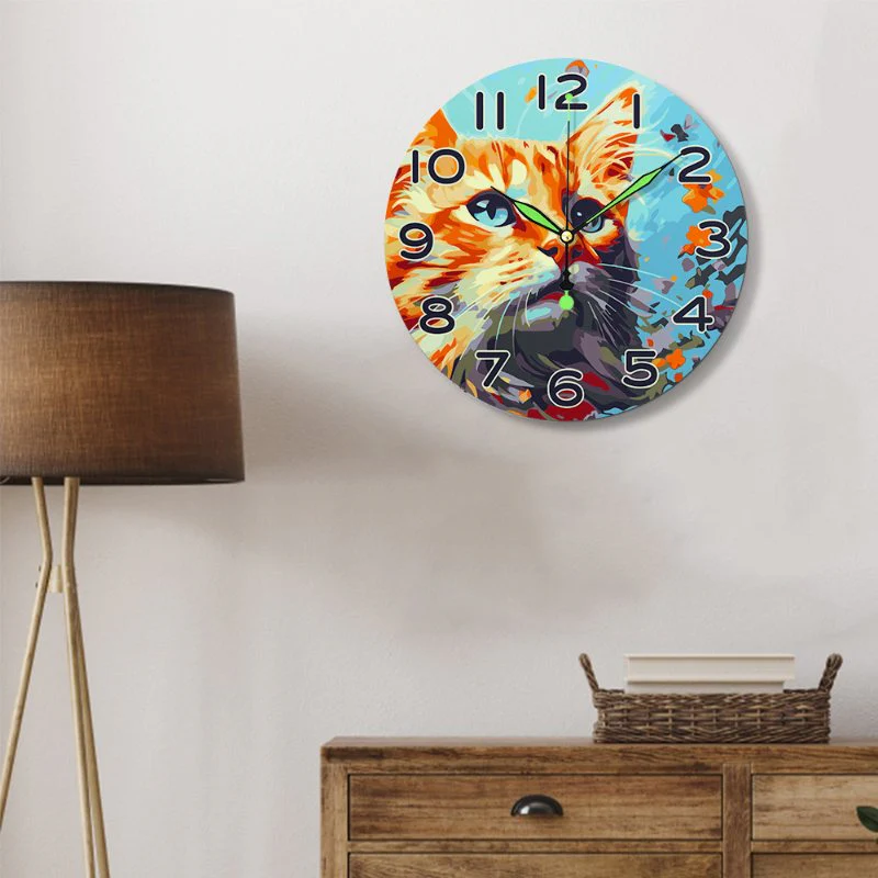 Malen nach Zahlen Uhr – Hübsche Katze - Image 3