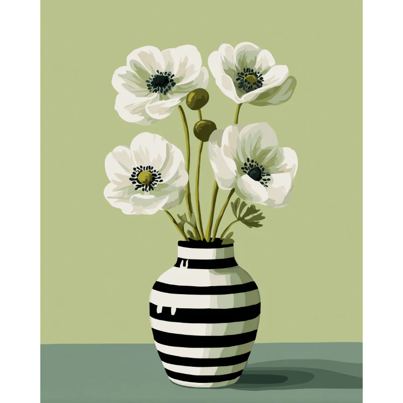Malen nach Zahlen - Weiße Blumen
