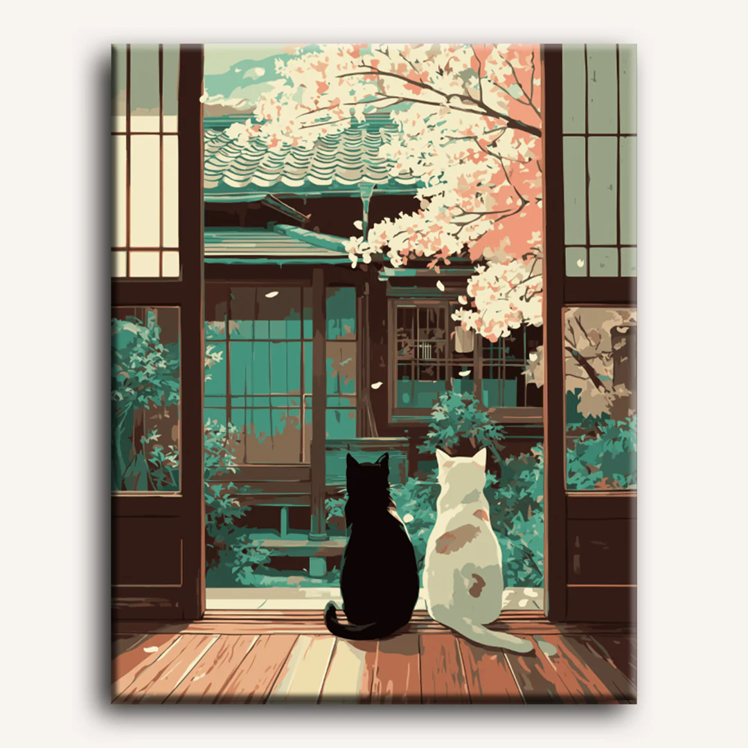 Malen nach Zahlen - Zwei Katzen im Washitsu - Image 2